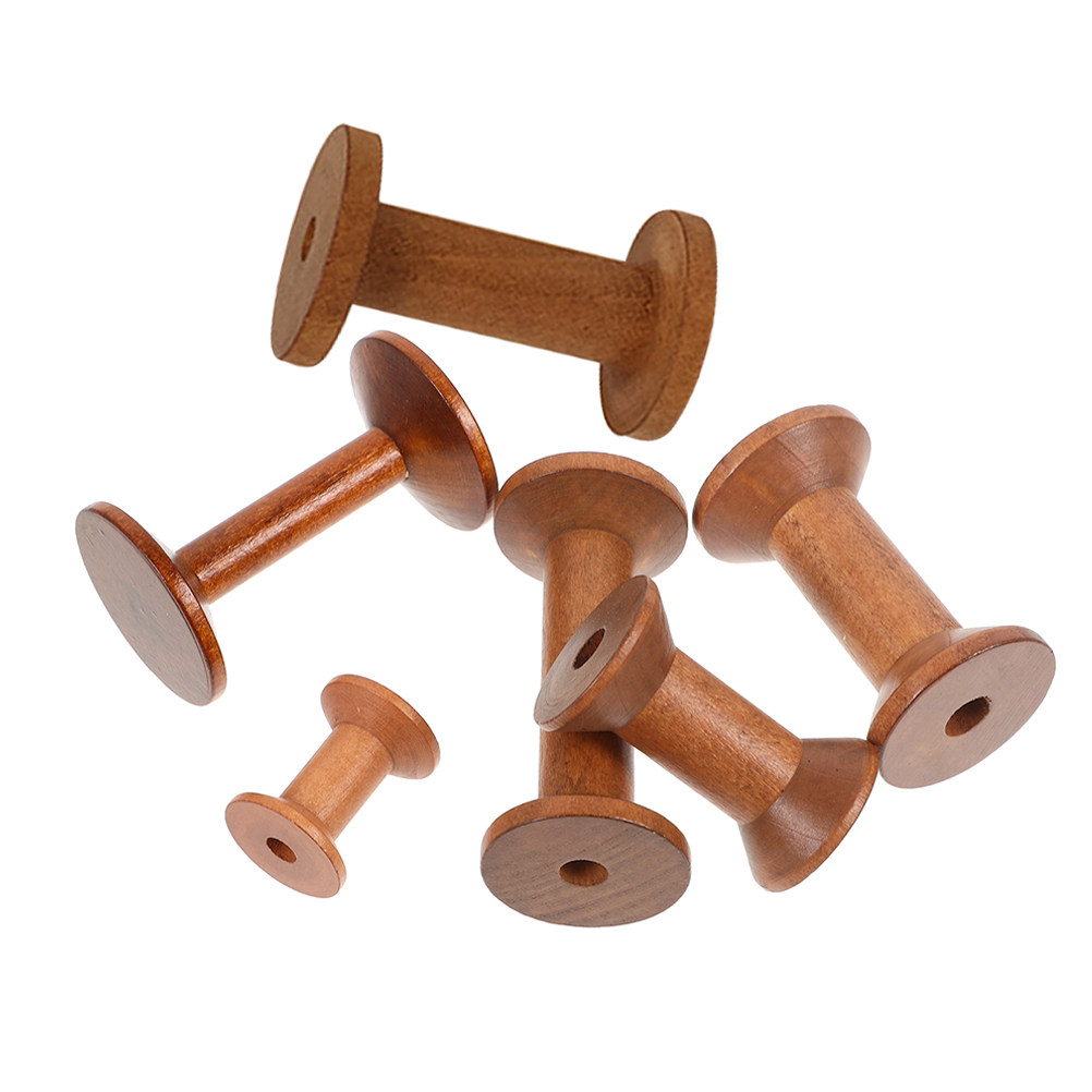 6Pcs Vintage Wood Spools Empty - đánh giá và giá Embroidery Craft
