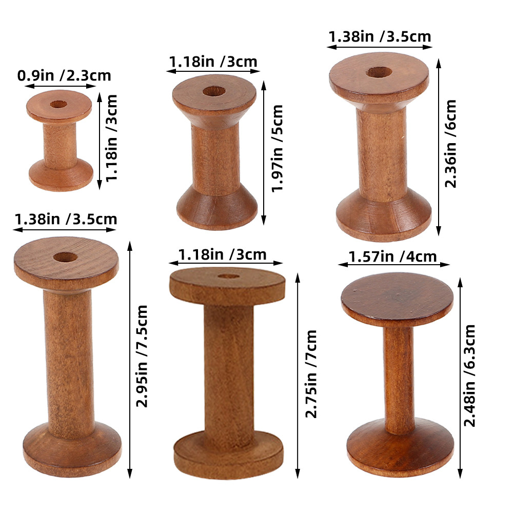 6Pcs Vintage Wood Spools Empty - đánh giá và giá Embroidery Craft