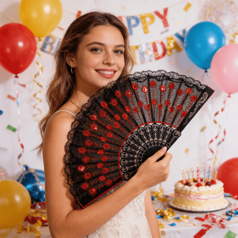 Spanish Style Folding Hand Fan - đánh giá và giá Tassel Fringe Trim