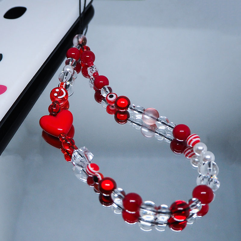 Red Clear Mobile Y2k Phone Cha - đánh giá và giá Pearl Trim Chain