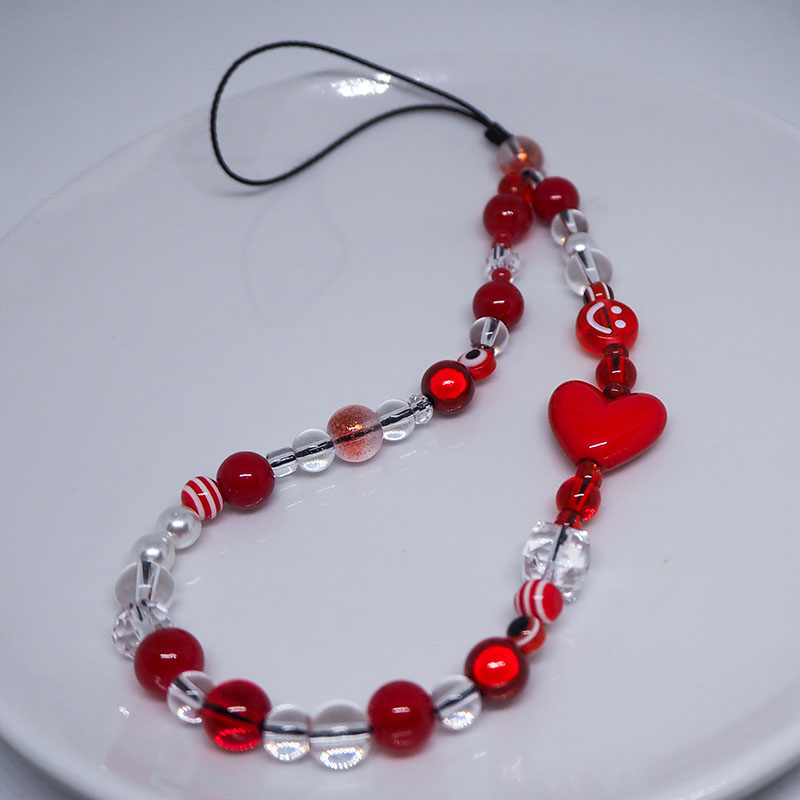 Red Clear Mobile Y2k Phone Cha - đánh giá và giá Pearl Trim Chain