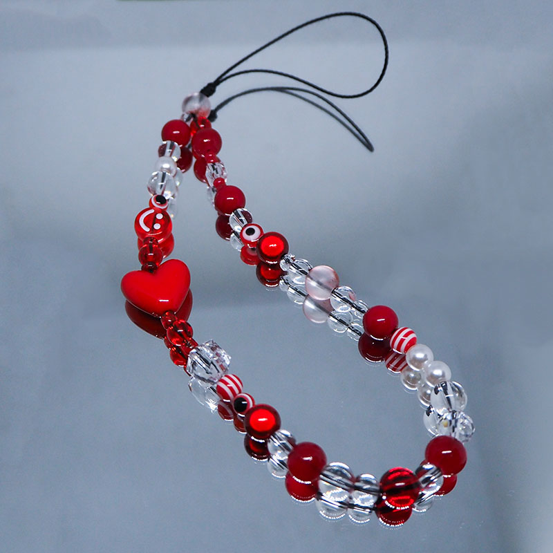 Red Clear Mobile Y2k Phone Cha - đánh giá và giá Pearl Trim Chain